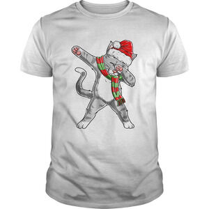 Hot Dabbing Cat Santa Christmas Kids Boys Girls Gifts Shirt
